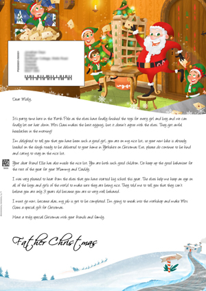 Santa in his mail room - Personalised Santa Letter Background
