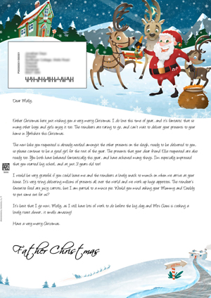 Santa outside with the reindeers - Personalised Santa Letter Background