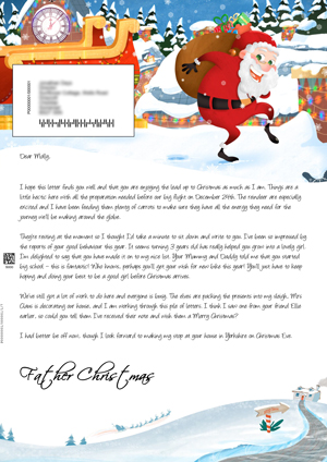 Santa on the roof delivering presents - Personalised Santa Letter Background
