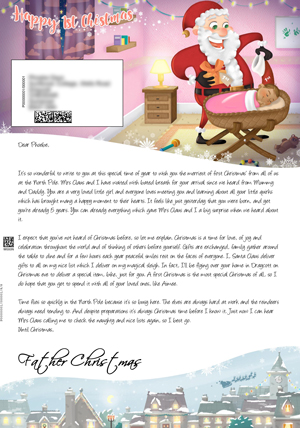 1st Christmas Cot Pink - Personalised Santa Letter Background